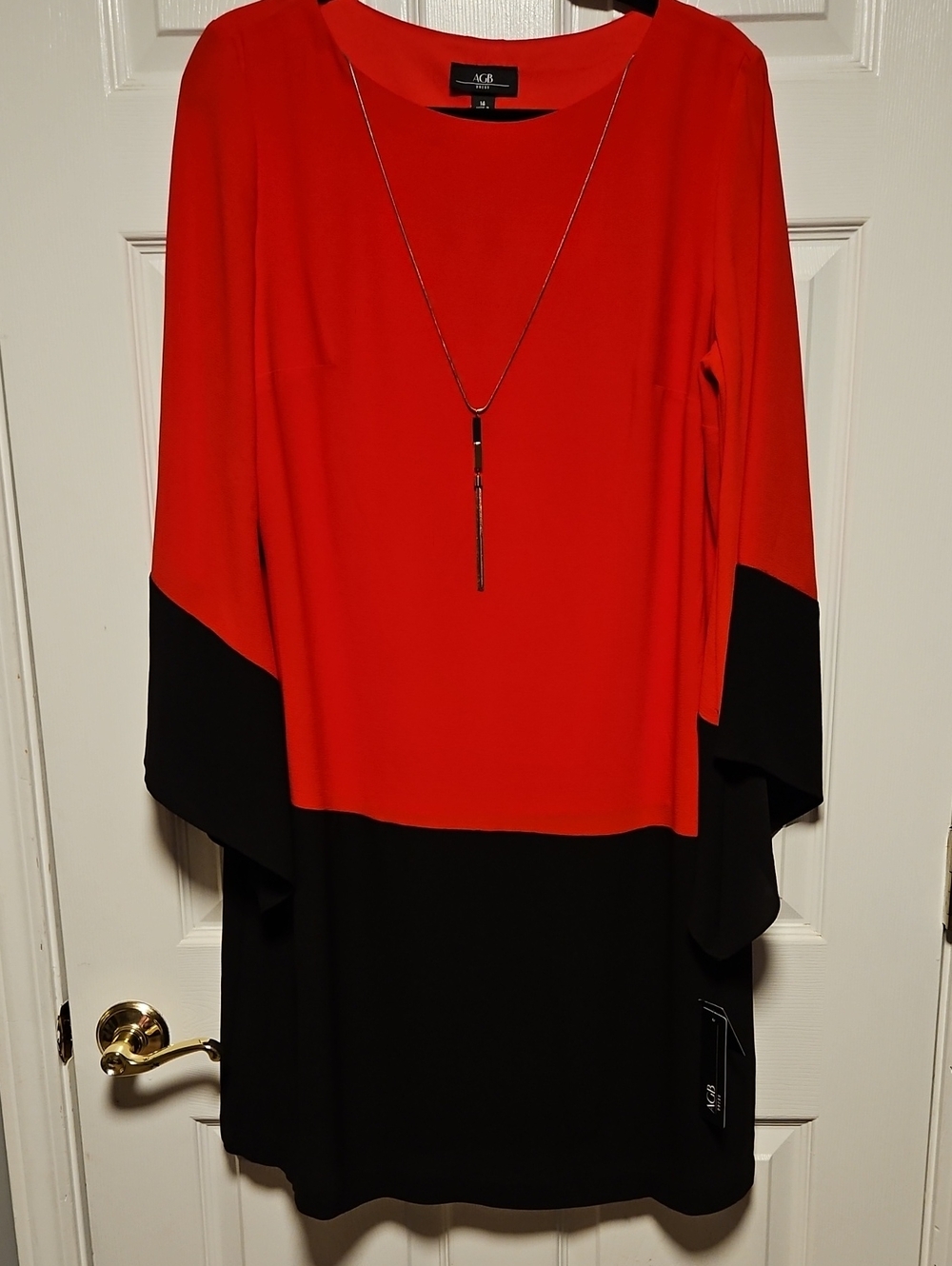 AGB Colorblock Bell Sleeve Dress